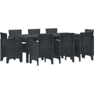 vidaXL Conjunto De Comedor De Jard&iacute;n 9 Pcs Antracita Ratan Polt Vidaxl