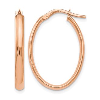 Diamond2Deal 14K Rose Gold Polished Oval Shape Hoop Earrings
