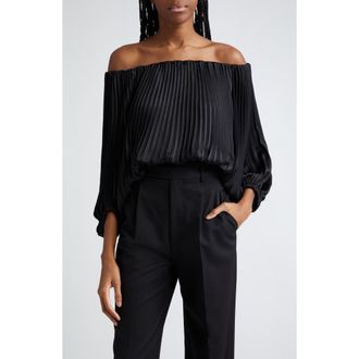 A.L.C. Sienna Pliss&eacute; Off the Shoulder Top in Black at Nordstrom, Size Small
