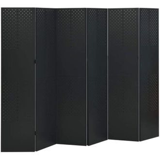 vidaXL Biombo Divisor De 6 Paneles Acero Negro 240x180 Cm Vidaxl