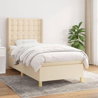 vidaXL Vidaxl - Cama Box Spring Con Colch&oacute;n Tela Color Crema 90x190 Cm