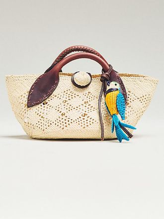 Mercedes Salazar Mini Raffia Crab Bag