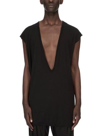 Rick Owens Loose Black T-Shirt with Deep V-Neckline