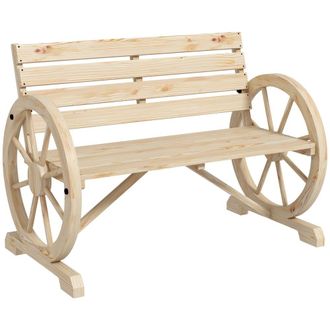 OUTSUNNY Banco de jard&iacute;n 105.5x56x79 cm madera natural