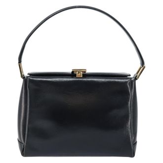 Gucci Vintage Convertible Box Crossbody Bag Leather Black Leather Handbag (Pre-Owned)