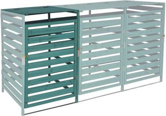 Hhg Hhg - Extensi&oacute;n De Tapa De Cubo De Basura Xl 1pc/2pc 714, Caja De Cubo De Basura, 114x67x97cm Madera Maciza, Verde Oscuro