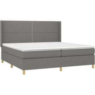 vidaXL Vidaxl - Cama Box Spring Con Colch&oacute;n Tela Gris Oscuro 200x200 Cm