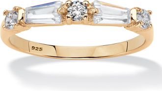 Palm Beach Jewelry 98 Cttw. 14k Gold-plated Sterling Silver Baguette Cubic Zirconia Wedding Ring