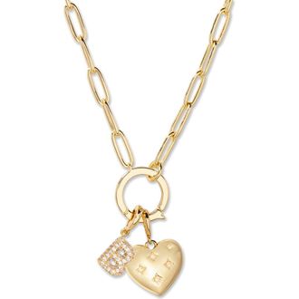 Brook & York Lillian Initial Heart Charm Necklace in Gold B at Nordstrom
