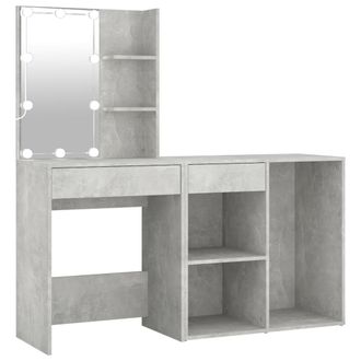 vidaXL Tocador Con Led Y Armario Madera Contrachapada Gris Hormig&oacute;n Vidaxl