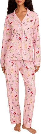 Petite Plume Bows Classic Pima Cotton Pajamas in Pink at Nordstrom, Size X-Large
