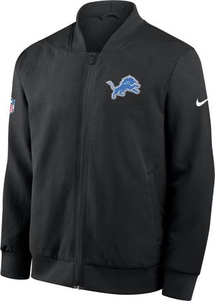Nike Detroit Lions Sideline Nike Mens NFL Full-Zip Bomber Jacket in Black | 03AU00A9J-3N3