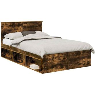 vidaXL Bed Frame Smoked Oak 135 x 190 cm Engineered wood vidaXL