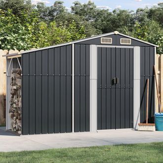 Berkfield Home Garden Shed Anthracite 277x93x179 cm Galvanised Steel in Black | Size: 277 x 93 x 179 cm