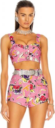 Alessandra Rich Silk Blend Knit Top In Pink