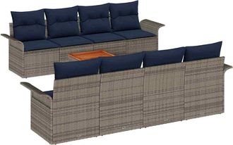 vidaXL Conjunto De Sof&aacute;s De Jard&iacute;n 9 Uds. Gris Rat&aacute;n Sint&eacute;tico Vidaxl