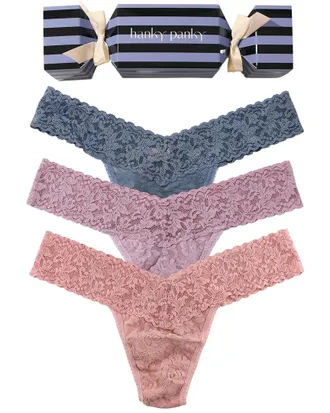Hanky Panky Holiday Cracker Low Rise Thong 3-Pack