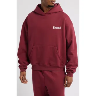 Elwood Trademark Logo Heavyweight Hoodie in Burgundy at Nordstrom, Size X-Small