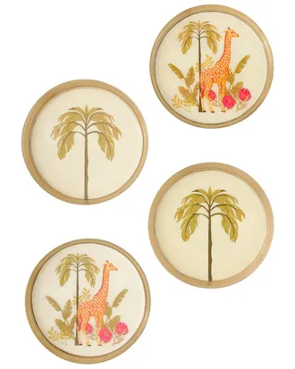 Tiramisu Vintage Safari Metal Coaster Set