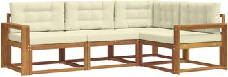 vidaXL Conjunto De Sof&aacute;s De Exterior 4 Uds. Natural Y Crema Vidaxl