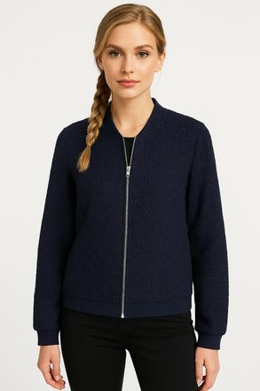 Vero Moda Bomberjacke VERO MODA VMBECCA LS BOMBER LACE TOP JRS, Damen, Gr. XS, blau (navy blazer), Web, Obermaterial: 100% Polyester, unifarben, Jacken Bomberja
