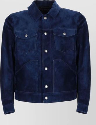 Tom Ford leather jacket western style point collar