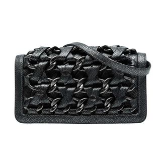 Chanel Pre-owned Woven Chain Flap Bag - Dames - Pre-owned - Zwart - Maat: ONE Size