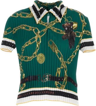 Acne Studios Geplooide Blouse met Print - Dames - Polos - Groen - XS - Polyester - Tops