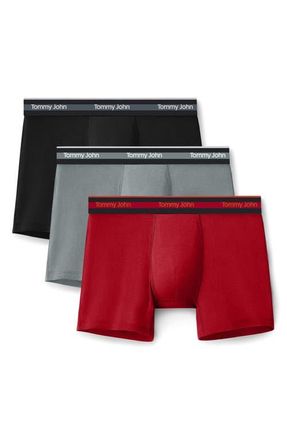 Tommy John 3-Pack Comfort Micro 6-Inch Boxer Briefs in Black, Turbulence, Haute Red at Nordstrom, Size Xx-Large