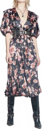 The Kooples Floral Puff-Sleeve Dress In Black