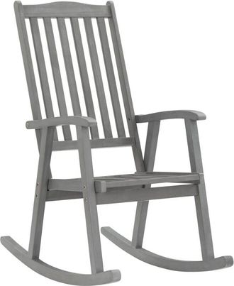 vidaXL Rocking Chair Grey Solid Acacia Wood vidaXL
