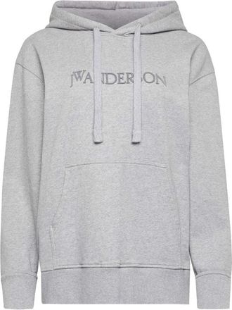 J.W.Anderson Logo Borduurwerk Unisex Hoodie - Dames - Hoodies - Grijs - XS - Katoen - Hoodies & sweatvesten