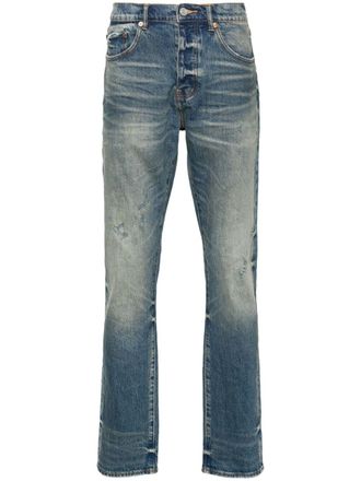 Purple P005 2 Year Dirty Fade straight-leg jeans - men - Cotton/Elastane/Calf Leather - 30 - Blue