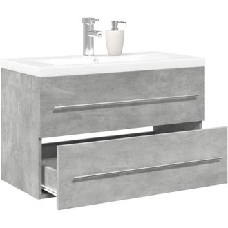 vidaXL vidaXL Set Mobili da Bagno 2 pz Grigio Cemento in Legno Multistrato