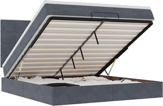 vidaXL Estructura Cama Otomana Colchones Terciopelo Gris Oscuro Vidaxl