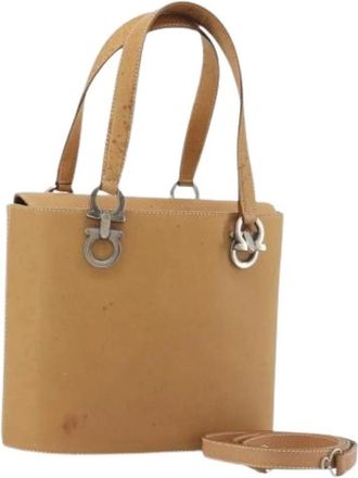 Ferragamo Pre-owned Hand Bag - Dames - Vintage Handtas - Beige - ONE Size - Leer - Vintage