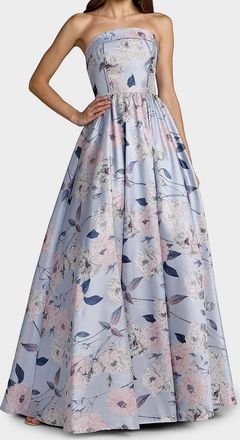 Mac Duggal Floral Brocade Strapless Ball Gown