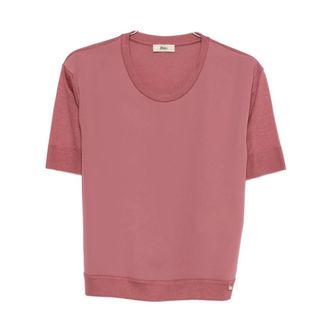 Herno T-Shirts, female, Pink, Size: L Lyocell Cotton Polyester T-Shirt