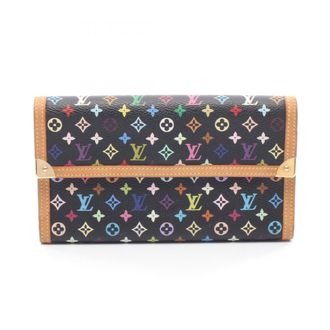 Louis Vuitton Black Multi-Color Noir Monogram Multicolore Long Wallet (Tri-Fold) (Pre-Owned)