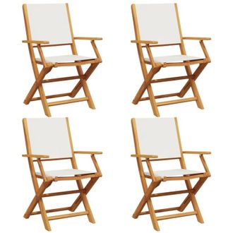 vidaXL Vidaxl - Sillas Jard&iacute;n Plegables 4 Uds Tela Madera Maciza Y Tela Crema