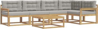 vidaXL Conjunto De Sof&aacute;s De Exterior 6 Uds. Blanco Y Gris Claro Vidaxl