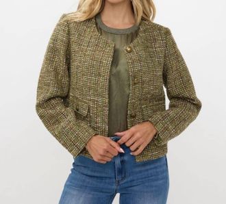 Esqualo Tweed Blazer In Moss Green