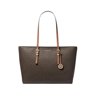 Michael Kors Quinn Large Signature Logo en lederen tote - Dames - Tassen - Bruin - Maat: ONE Size Leer