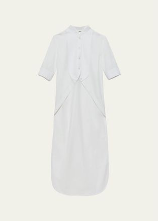 J.W.Anderson Short-Sleeve Bib High-Low Button-Down Shirt