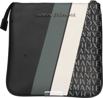 A|X Armani Exchange Mens Black Color Block Logo Bag, Black, One Size