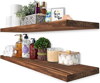 Sorbus Set Of 2 Solid Wood Floating Shelves