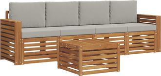 vidaXL Conjunto De Sof&aacute;s De Exterior 5 Uds. Gris Natural Y Claro Vidaxl