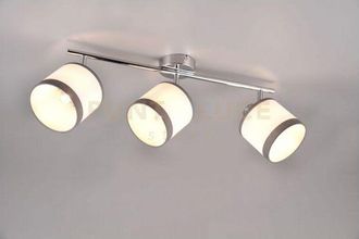 Reality Davos Barra 3 Spots Orientabili Metallo Cromato Paralumi Bianco E Grigio L. 58cm Attacco E14