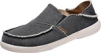 Generic Mens Canvas Shoes Casual Shoes Elastic Mens Breathable Light Lazy Shoes Mens Classic Leather Sneaker (Dark Gray, 5.5)