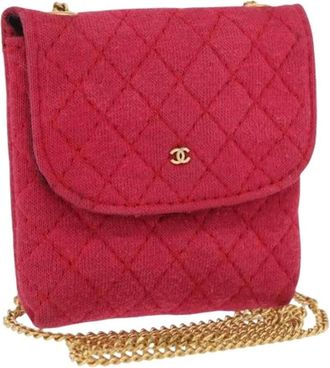 Chanel Pre-owned Cross Body Bags, female, Pink, Size: ONE SIZE Pre-owned Vintage Cotton Crossbody Bag